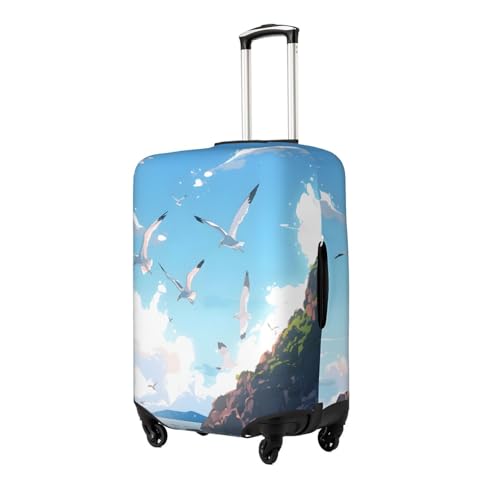 Coastal Sea Mew Travel Luggage Cover Elastic Suitcase Covers Washable Anti Scratch Luggage Dust Covers Protector, Fits 25-28 inch Luggage, L2
