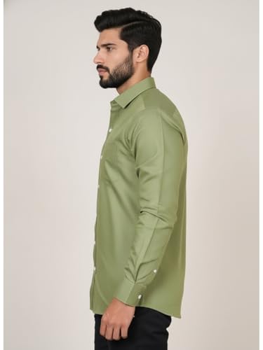 Image of Full Sleeve Black Formal Shirt for Men Cotton Regular Fit Casual - Pure Premium Branded Shirts for Men Formal Stylish Slim Plain Solid Man Wear as Office and Party