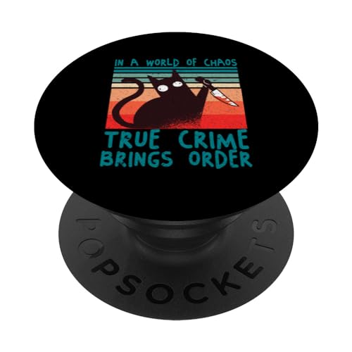 Funny Killer Documentaries - Murder Shows & True Crime PopSockets Swappable PopGrip, Black