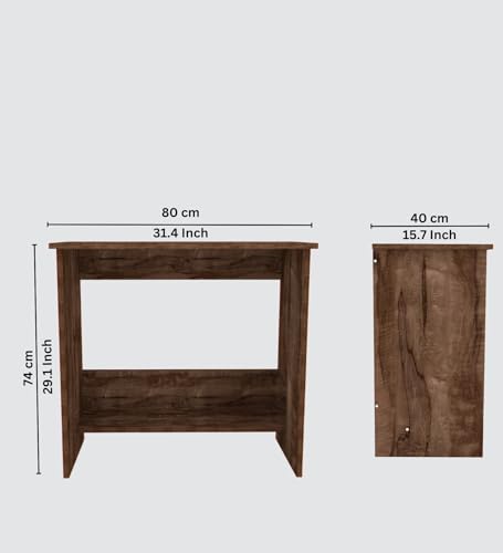 Image of SPECIALITY PANELS Modern Study Desk, Walnut Brown, Engineered Wood, 80x40x74 cm, Compact Design with Storage Shelf, Rectangular