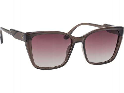 BRILO Lunettes de soleil pour femme, forme de papillon élégante, monture marron transparente tendance avec verres dégradés violet-gris, protection UV400
