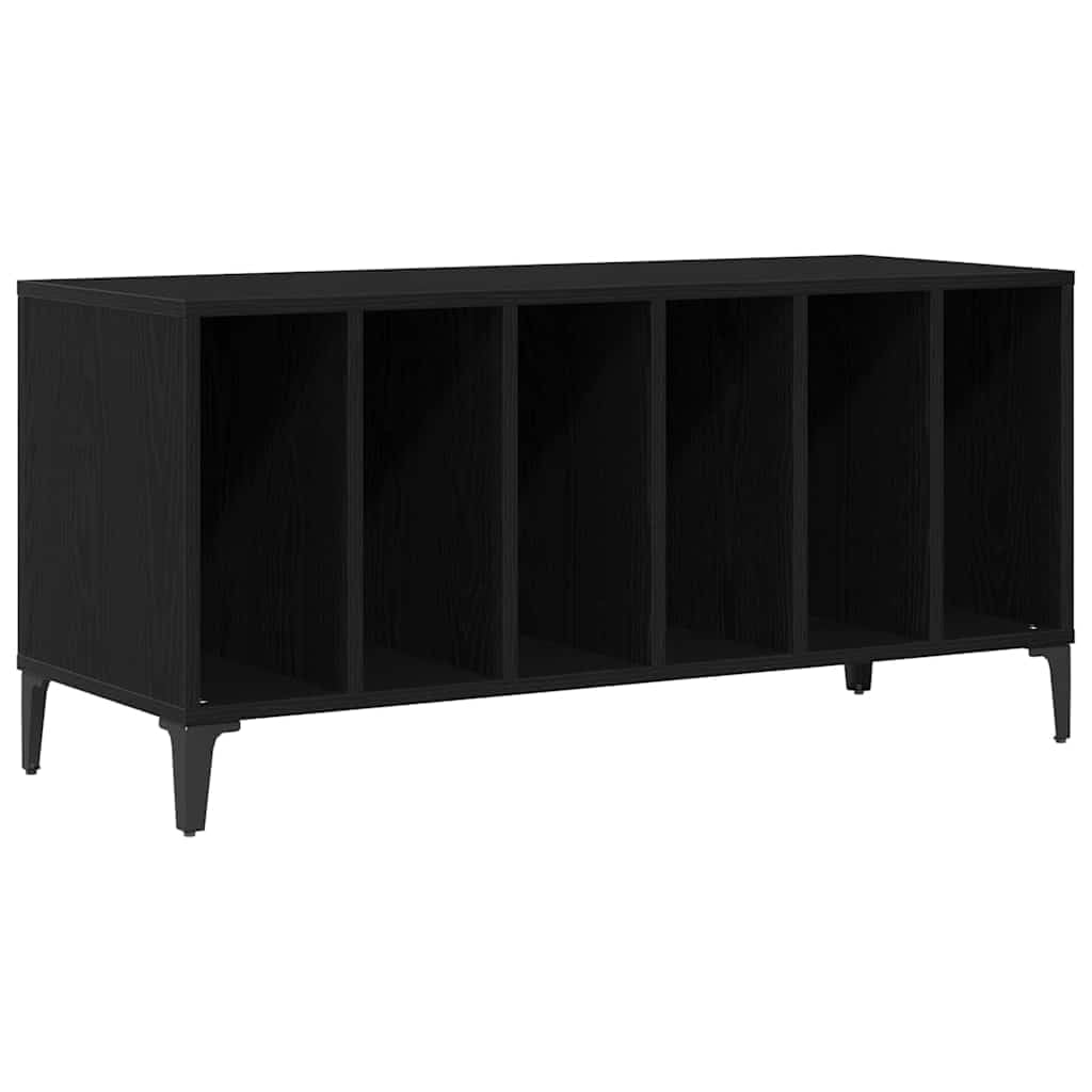 Générique Armadio dischi in vinile 100 x 38 x 48 cm, rovere nero, mobile salotto in vinile in legno di ingegneria con ampio stoccaggio, gambe in acciaio resistenti, design minimalista moderno.