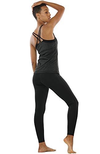 Image of icyzone Women Workout Yoga Spaghetti Strap Racerback Tank Top with Built in Bra