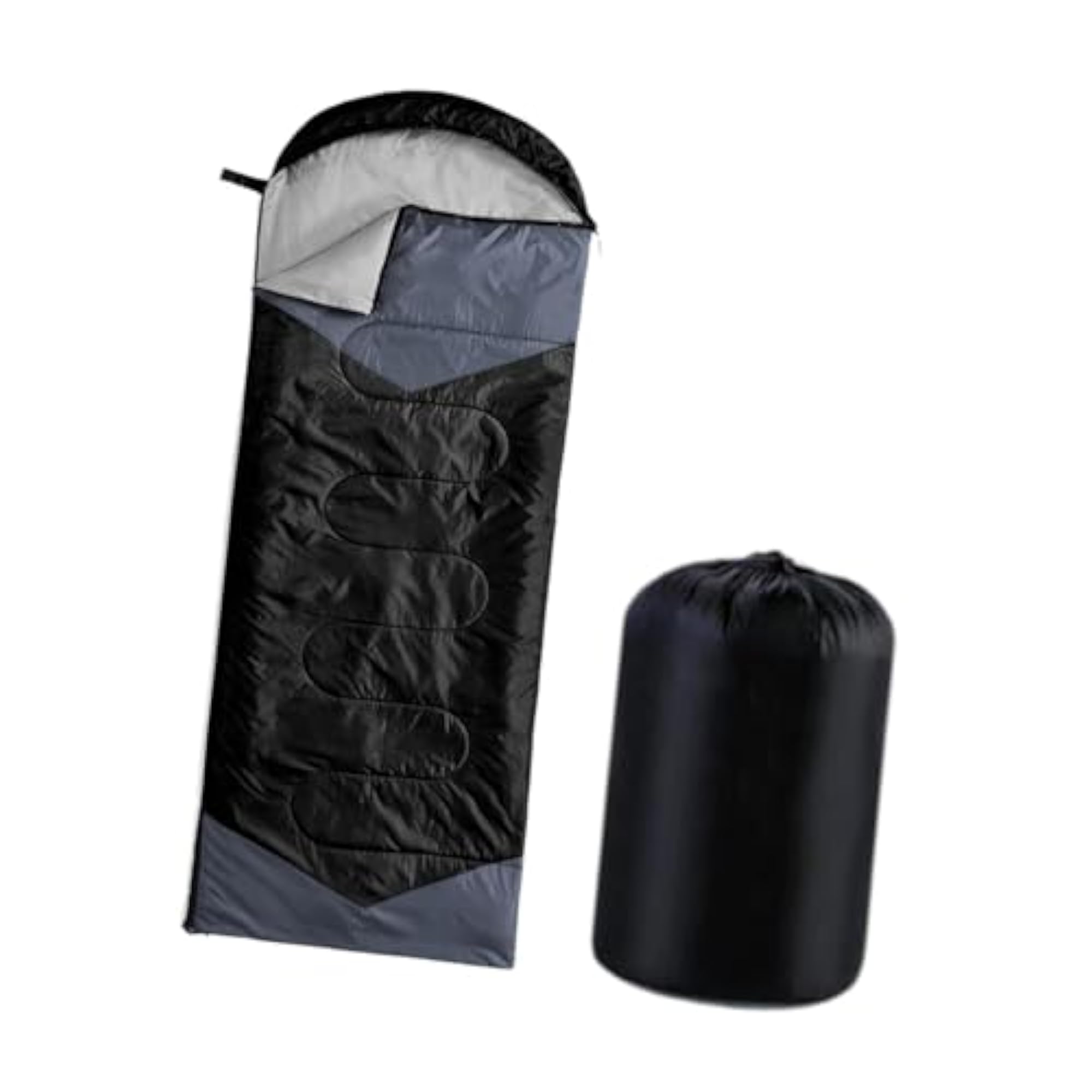 Portable Warm Camping Sleeping Bag, Black and Grey