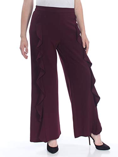 Bar III | Ruffled Wide-Leg Pants | Black Currant