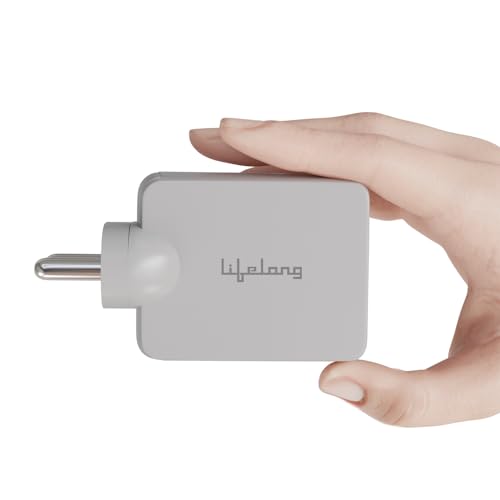 Lifelong 65W GaN Super Fast Wall Charger | 3- Port Output (2 Type C & 1 USB A) Compatible with Laptop (Dell, HP, Lenovo, MacBook), Phones- Samsung, One Plus, Oppo, Mi, Vivo, iPhone, &Tablets (Grey) (B0D9HC8QVY) Amazon Price History, Amazon Price Tracker