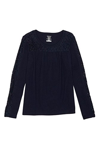 French Toast Girls' Long Sleeve Lace Yoke Henley