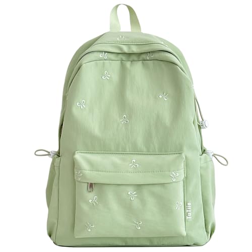 Bowknot Backpack Adjustable Strap Bookbags for Girl Women Travel (Green)