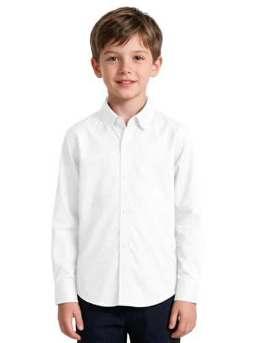Image of DHTS Boys' Dress Shirts Toddle Boy Long Sleeve Uniform Shirt for Kids