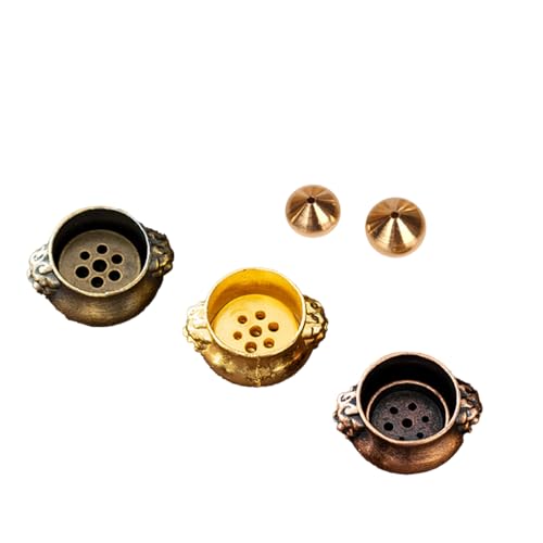 Copper Incense Burner Holder Holder Gourd Incense Burner for Joss Stick, Tower Incense, Incense Coil (Cone,Cone,Bronze,Gold,Dark Bronzy)