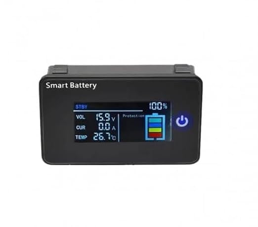 Image of Roshuz Lithium Battery Pack Monitor LCD SOC Display Compactable for JBD SMART Battery Management System [ BMS ] Throgh UART Communication with Connection Cable [ Pack of 1 ]