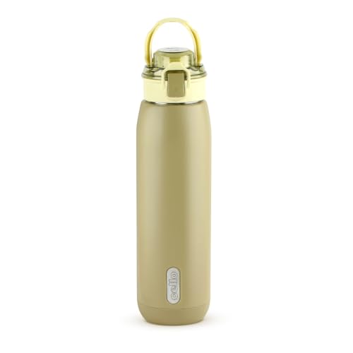 Image of CELLO Puro Steel-X Flint 900 Insulated Water Bottle 650 ml, Light Green | Easy Press Open Flip Top, Easy to Carry with Handle Leak Proof Inner Steel Water Bottle for School Kids, Office Gym Travel
