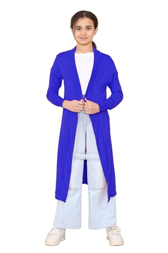 Image of Loxdonz Kids Long Open Front Cardigan Coverup Boyfriend Cardigan Sweater for Girl's Beach Cover ups Kimono Maxi Duster