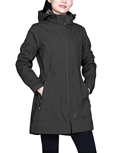 Outdoor Ventures Women's Softshell Jacket with Removable Hood Fleece Lined Windbreaker Insulated Long