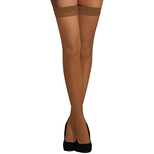 Berkshire Womens All Day Sheer With Invisible Toe Thigh, Brown, C-D US