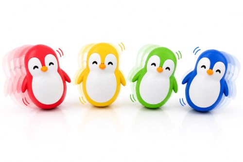 Image of Roly Poly Penguin Wobbler | Cute Self-Righting Penguin Desk Toy | Stress Relief Fidget Toy | Mini Penguin Collectible | Office Desk Decor & Gift (Emerald Green, 1 pc)