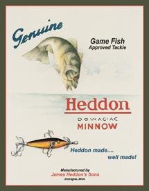 TIN SIGN NOSTALGIC ~ FISHING LURES HEDDON'S MINNOW