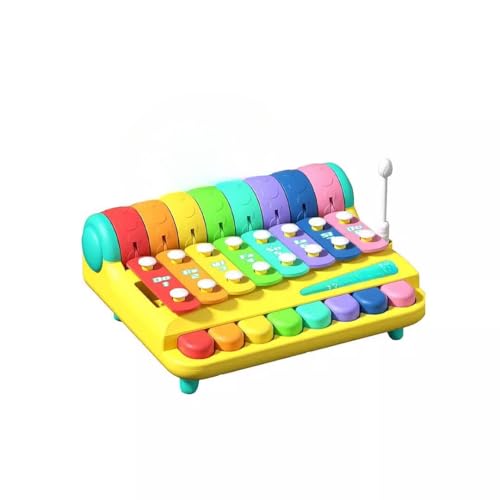 xiesisi 赤ちゃんおもちゃ ロックンローラー ピアノ ローラーベル & シロフォン (イエロー)