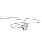 Orovi Joyería Mujer 0,05 ct Diamante Oro Blanco Collar con Colgante Círculo y Cadena Solitario Diamante de Oro de 18 quilates (750) Longitud 42 cm