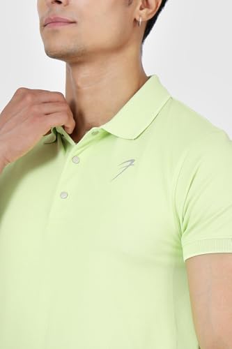 Image of FUAARK Men Slim Fit Pique Aura Polo Tshirt with Short Sleeves & Reflective Chest Logo -