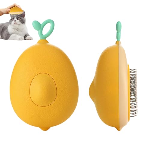 Vlecexs Spazzola per Peli di Gatto, Spazzola Autopulente per Peli di Animali Domestici a Forma di Limone, Pettine Massaggiante per Peli-di Gatti e Cani
