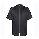TopTie Short Sleeve Chef Coat Jacket Black Mesh Zipper Chef Uniform