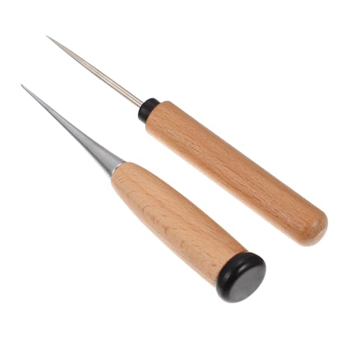 ERINGOGO DIY Hand Stitching Set 2pcs Wooden Handle Scratch Awl for Carpet Upholstery Leather Repair