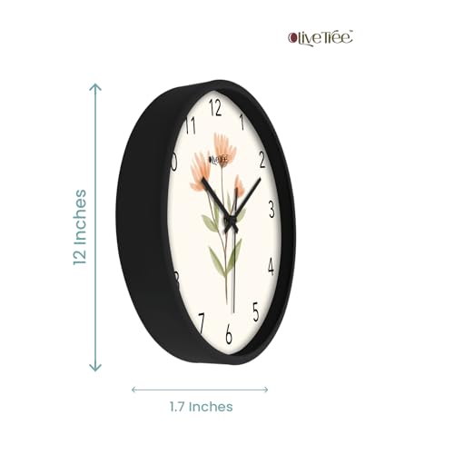 Image of Olive Tree Wall Clock 12 inch Decorative Plastic Wall Clock Movement Classic Clock Battery Operated Round Easy to Read for Room /Home /Kitchen /Bedroom /Office /School - 9140