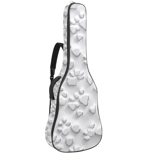 Sac de transport pour guitare acoustique imperméable à motif de pattes blanches 42.9 pouces