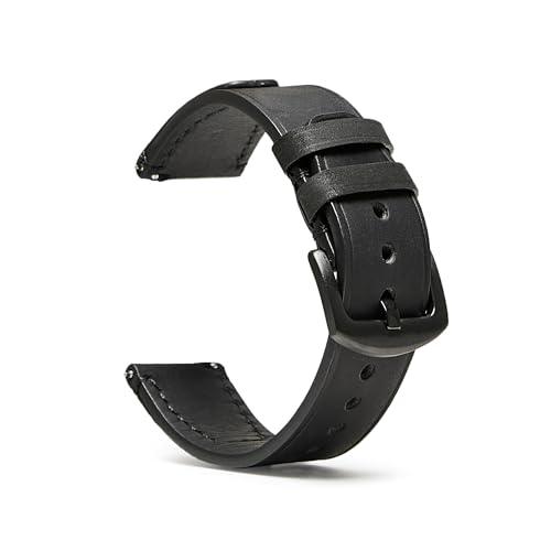 Jeereal Quick Release | Leather Watch Bands | Leather Watch Straps for Men Women- 18mm 20mm 22mm 24mm (22mm, Pure Black)