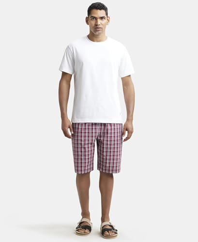 Image of Jockey 9005 Men's Super Combed Mercerized Cotton Woven Fabric Regular Fit Printed Bermuda with Side Pockets