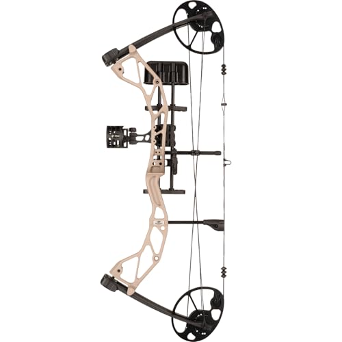 DIAMOND ARCHERY Youth Radian Compound Bow | Lightweight Adjustable Easy-to-Handle Fully Accessorized Right/Left Hand Archery Gear w/Caged Aluminum Riser & Quad Limbs Sandstone Right Hand
