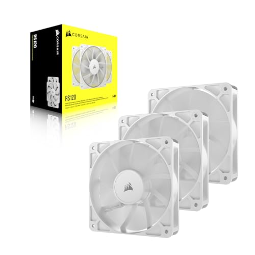 Image of CORSAIR RS120 120mm PWM Fans - Daisy-Chain Connection - Low-Noise - Magnetic Dome Bearing - Triple Pack - White