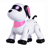yiman Remote Control Robot Dog Toy – Programmable Smart Robot Dog for Kids 3+, Interactive Dancing & Sound, RC Stunt Toys with LED Eyes, Electronic Pet Toy for Boys & Girls Gifts (Pink)
