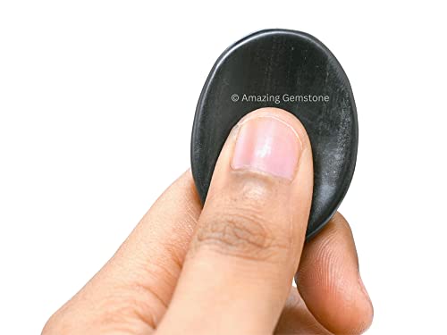 Image of Amazing Gemstone Shungite Worry Stone Crystals and Healing Stones - Worry Stones for Stress Relief Gifts - Piedra Crystal Fidget for Meditation, Relaxation - Unique Stocking Stuffers