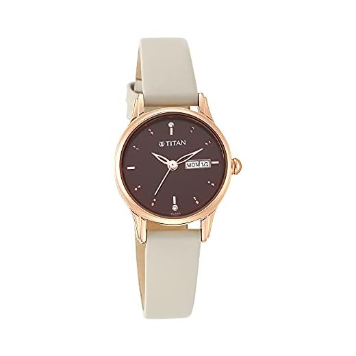Titan Women's Lagan Chic: Studded Brown Dial Leather Analog Watch with & Elegant Hands-2656WL01