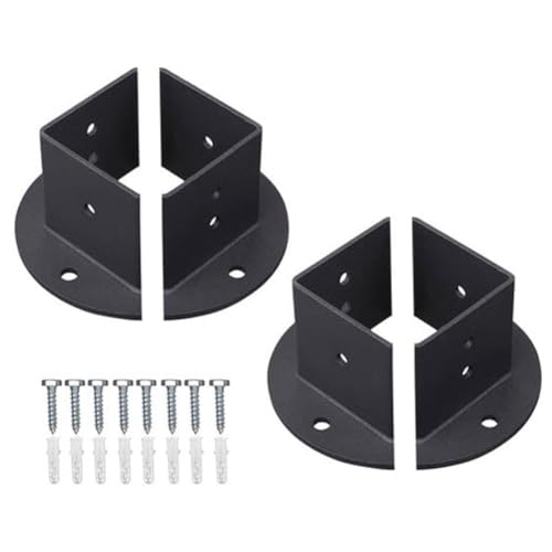 BEAZOOM Lot de 4 supports de base réglables robustes pour poteau de 5 x 5 cm, 10 x 10 cm, 15 x 15 cm, pergola en acier au carbone noir