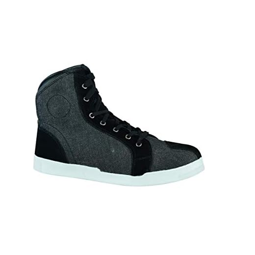 JET Botas Zapatos Moto Motocicleta Hombre Casual Armadura Impermeable Mezclilla Cuero (45 EU, Negro Gris)