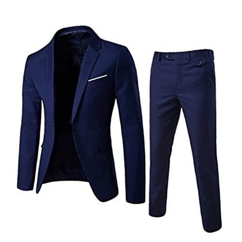 Fairnull Terno Masculino 2 peças de Negócios Slim cor Sólida Jaqueta Business smoking Ternos Elegant