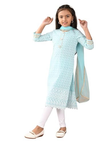 Image of Girls Cotton Kurti Set with Dupatta, Kids