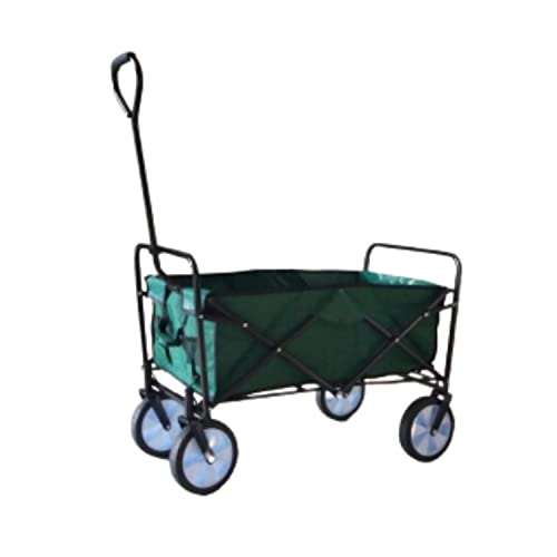 Trendi® Folding Wagon, Multi-Purpose Utility Cart - Collapsible, Height Adjustable & Foldable Handcart for Shopping, Gardening, Outdoor, Camping, Fishing, Beach Wagon, Trolley on Wheels (Green)