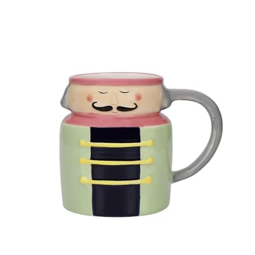 KitchenCraft Taza de cerámica The Nutcracker Collection, 3 ml, con etiqueta de regalo, verde/negro