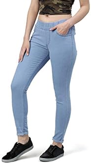 ADBUCKS Women's Slim Fit Mid Rise Jeggings -, Skinny, Wide Leg Jean, Elasticated