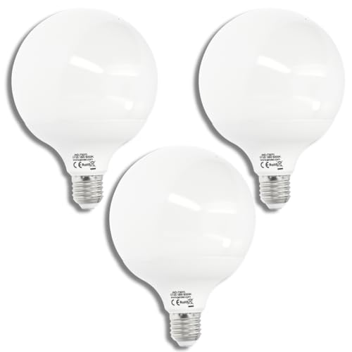 Jandei - Pack 3 x Bombilla led Globo G120 E27 18W. Perfectos para salones, pasillos, cocinas, dormitorios, oficina. Ahorro de energía. (6000K Blanco Frío)