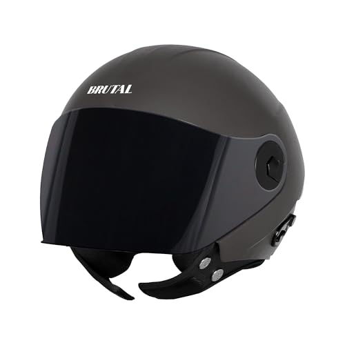 Image of Steelbird SBH-64 Brutal Plus Reflector ISI Certified Open Face Helmet for Men and Women with Extra Smoke Visor