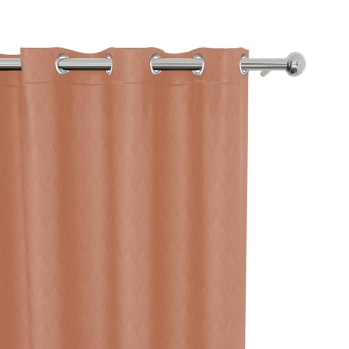 Image of LINENWALAS 100% True Blackout Curtains 7 Feet Long - Set of 2 Panels, Herringbone Embossed Design Complete Light Block Thermal Insulated & Noise Reducing Room Darkening Curtains (Rose Gold)