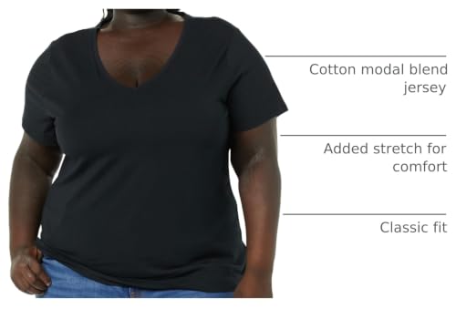 Image of Amazon Essentials Women's Plus Size Short-Sleeve V-Neck T-Shirt