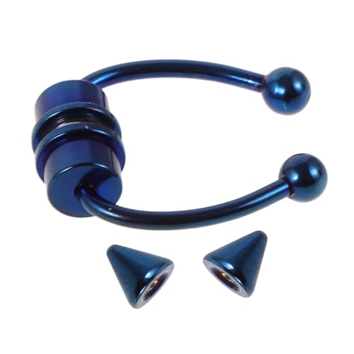 Veemoon 1 Juego Clip de Aros en la Nariz Tachuelas de Nariz Anillos de la Nariz Faux Piercings en la Nariz Anillo de cartílago Perla para la Nariz Acero Inoxidable Blue