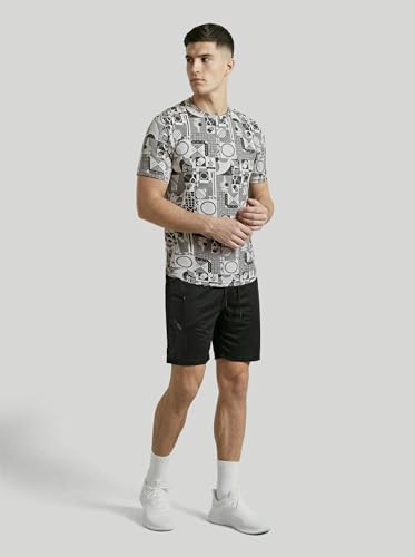 Image of TECHNOSPORT Men Printed Slim Fit Round Neck T Shirt MATPIQ Short Sleeve Polyester Tshirt for Men Gym Workout Running Casual Sports Active Quick Dry Branded