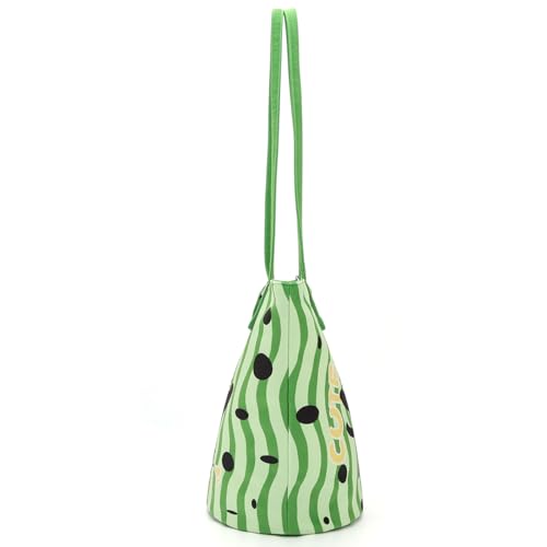 Image of Shoulder Bag for Women, Cotton Canvas Bucket Bags Tote Purse Cute Crossbody Bag Designer Ladies Handbags